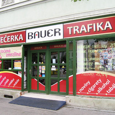 Večerka Bauer - označení provozovny